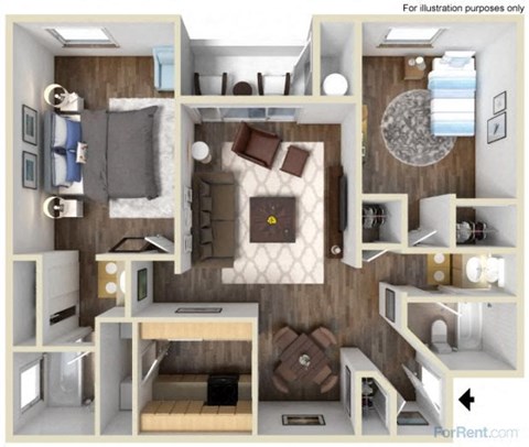 Paisley | Two Bedroom | Two Bath | 960 square feet