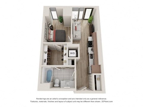 1 Bed 1 Bath Floor Plan | 561 Sq. Ft. 1 Bed 1 Bath Floor Plan | 561 Sq. Ft. at 903 Peachtree in GA 30309