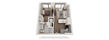 1 Bed 1 Bath Floor Plan | 588 Sq. Ft. at 903 Peachtree in Atlanta, GA 30309
