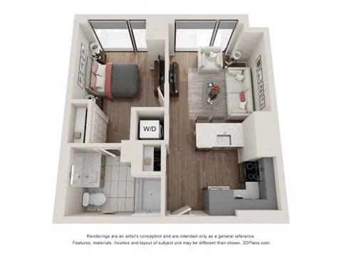 1 Bed 1 Bath Floor Plan | 588 Sq. Ft. 1 Bed 1 Bath Floor Plan | 588 Sq. Ft. at 903 Peachtree in Atlanta, GA 30309