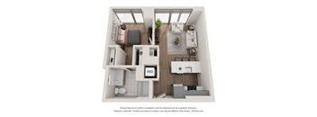 1 Bed 1 Bath Floor Plan | 588 Sq. Ft. at 903 Peachtree in Atlanta, Georgia