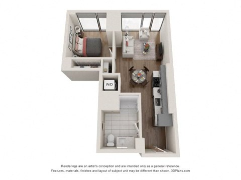 1 Bed 1 Bath Floor Plan | 594 Sq. Ft. 1 Bed 1 Bath Floor Plan | 594 Sq. Ft. at 903 Peachtree in Atlanta, GA 30309