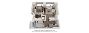 1 Bed 1 Bath Floor Plan | 598 Sq. Ft. at 903 Peachtree in Atlanta, GA