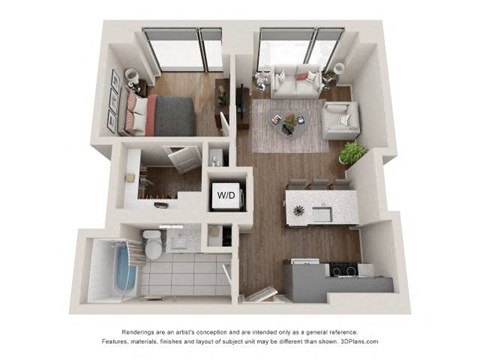 1 Bed 1 Bath Floor Plan | 598 Sq. Ft. 1 Bed 1 Bath Floor Plan | 598 Sq. Ft. at 903 Peachtree in Atlanta, GA
