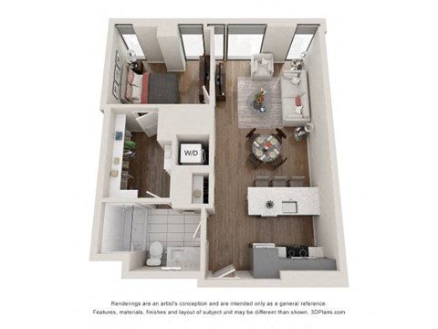 1 Bed 1 Bath Floor Plan | 658 Sq. Ft. at 903 Peachtree in Atlanta, 30309