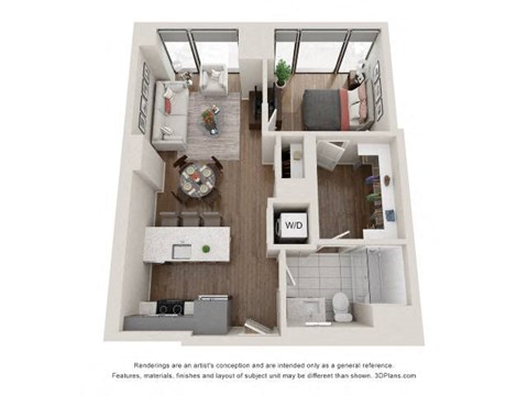 1 Bed 1 Bath Floor Plan | 686 Sq. Ft. 1 Bed 1 Bath Floor Plan | 686 Sq. Ft. at 903 Peachtree in GA 30309