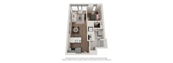 1 Bed 1 Bath Floor Plan | 701 Sq. Ft. at 903 Peachtree in Atlanta, Georgia 30309