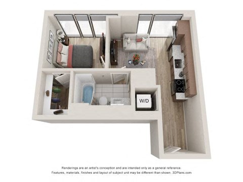 1 Bed 1 Bath Floor Plan | 507 Sq. Ft. 1 Bed 1 Bath Floor Plan | 507 Sq. Ft. at 903 Peachtree in Atlanta, GA