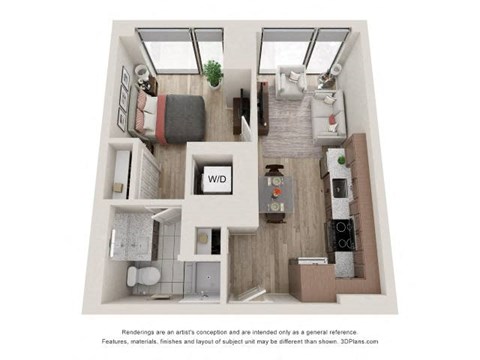 1 Bed 1 Bath Floor Plan | 523 Sq. Ft. 1 Bed 1 Bath Floor Plan | 523 Sq. Ft. at 903 Peachtree in Atlanta, 30309
