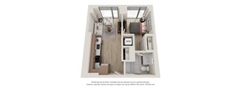 1 Bed 1 Bath Floor Plan | 539 Sq. Ft. at 903 Peachtree in Atlanta, Georgia