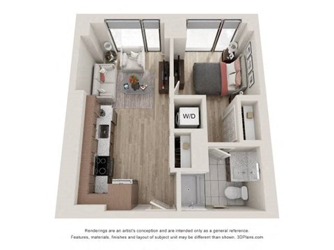 1 Bed 1 Bath Floor Plan | 539 Sq. Ft. 1 Bed 1 Bath Floor Plan | 539 Sq. Ft. at 903 Peachtree in Atlanta, Georgia