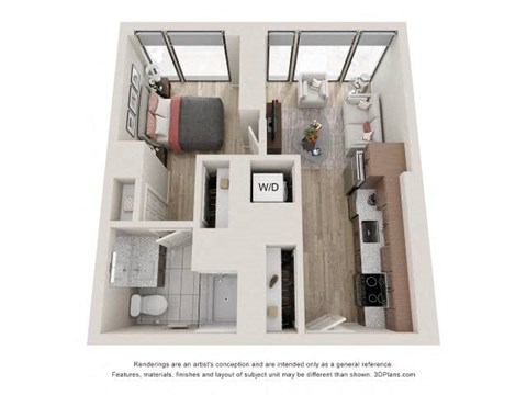 1 Bed 1 Bath Floor Plan | 529 Sq. Ft. 1 Bed 1 Bath Floor Plan | 529 Sq. Ft. at 903 Peachtree in GA 30309