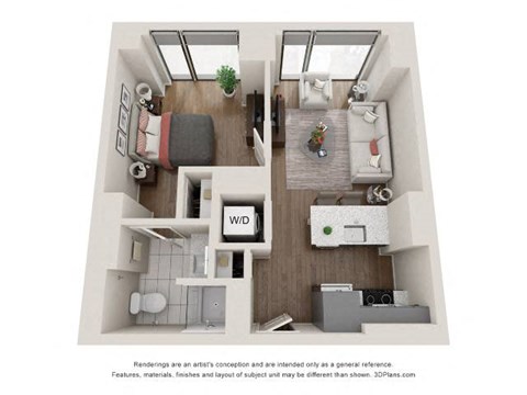 1 Bed 1 Bath Floor Plan | 556 Sq. Ft. 1 Bed 1 Bath Floor Plan | 556 Sq. Ft. at 903 Peachtree in Georgia 30309