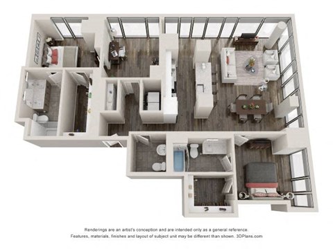 2 Bed 2.5 Bath Floor Plan | 1,446 Sq. Ft. at 903 Peachtree in Atlanta, GA