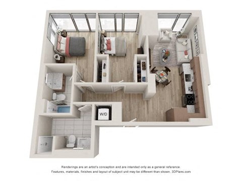 2 Bed 2 Bath Floor Plan | 807 Sq. Ft. 2 Bed 2 Bath Floor Plan | 807 Sq. Ft. at 903 Peachtree in GA 30309