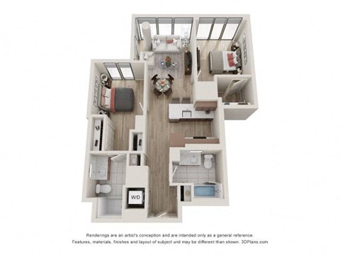 2 Bed 2 Bath Floor Plan | 836 Sq. Ft. 2 Bed 2 Bath Floor Plan | 836 Sq. Ft. at 903 Peachtree in Atlanta, Georgia 30309