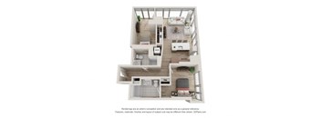 2 Bed 2 Bath Floor Plan | 843 Sq. Ft. at 903 Peachtree in Atlanta, Georgia