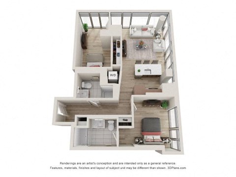 2 Bed 2 Bath Floor Plan | 843 Sq. Ft. 2 Bed 2 Bath Floor Plan | 843 Sq. Ft. at 903 Peachtree in Atlanta, Georgia