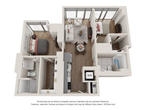 2 Bed 2 Bath Floor Plan | 846 Sq. Ft. 2 Bed 2 Bath Floor Plan | 846 Sq. Ft. at 903 Peachtree in Georgia 30309