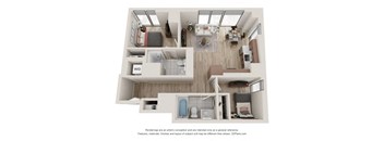 2 Bed 2 Bath Floor Plan |  857 Sq. Ft. at 903 Peachtree in Atlanta, GA