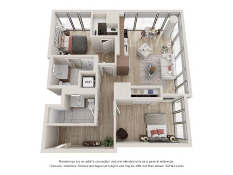 2 Bed 2 Bath Floor Plan | 872 Sq. Ft. 2 Bed 2 Bath Floor Plan | 872 Sq. Ft. at 903 Peachtree in Atlanta, 30309
