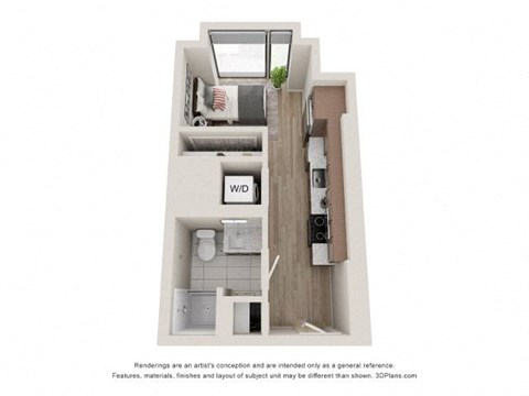 Studio 1 Bath Floor Plan | 336 Sq. Ft.  Studio 1 Bath Floor Plan | 336 Sq. Ft.  at 903 Peachtree in Atlanta, 30309