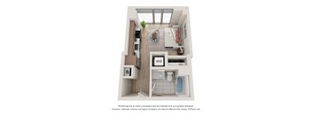 Studio 1 Bath Floor Plan | 391 Sq. Ft.  at 903 Peachtree in Atlanta, GA 30309