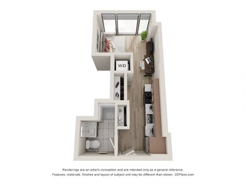 Studio 1 Bath Floor Plan | 392 Sq. Ft.  Studio 1 Bath Floor Plan | 392 Sq. Ft.  at 903 Peachtree in Atlanta, GA