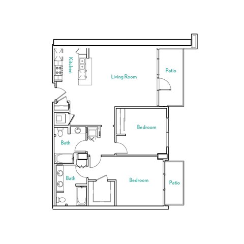 2 Bed 2 Bath Floor Plan | 1,168 Sq. Ft.  at Vue, San Pedro