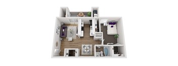 1 bedroom 1 bathroom floor plan at Paisley and Pointe Apartments, Las Vegas, NV