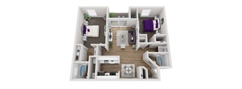 2 bedroom 2 bathroom floor plan at Paisley and Pointe Apartments, Nevada, 89130