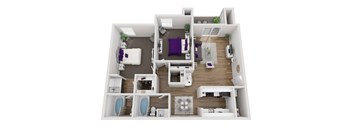 2 bedroom 2 bathroom floor plan at Paisley and Pointe Apartments, Las Vegas