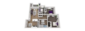 3 bedroom 3 bathroom floor plan at Paisley and Pointe Apartments, Nevada, 89130