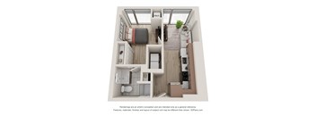 1 Bed 1 Bath Floor Plan | 507 Sq. Ft. at 903 Peachtree in Atlanta, GA 30309