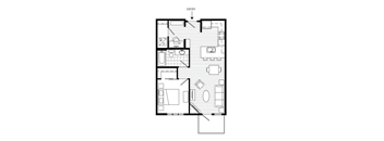 1 Bed 1 Bath Floor Plan | 680 Sq. Ft. at 128 on State, Washington, 98033