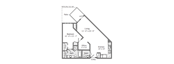 1 Bed 1 Bath Floor Plan | 855 Sq. Ft.  at 128 on State, Kirkland, 98033