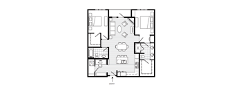 2 Bed 2 Bath  Floor Plan | 1,211 Sq. Ft.  at 128 on State, Kirkland