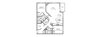 2 Bed 2 Bath Floor Plan | 1,322 Sq. Ft. at 128 on State, Washington