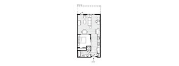 Studio 1 Bath Floor Plan | 682 Sq. Ft. at 128 on State, Kirkland, 98033