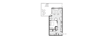 Studio 1 Bath Floor Plan | 776.00 Sq. Ft. at 128 on State, Kirkland, WA, 98033