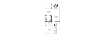 floor plan of a 1 bedroom apartment for rent at The Lakes Apartments in Washington