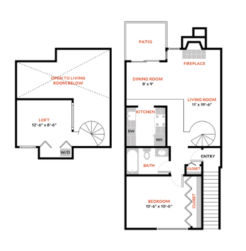 1 Bed 1 Bath Floor Plan | 850 Sq. Ft. 1 Bed 1 Bath Floor Plan | 850 Sq. Ft. at The Lakes Apartments, Washington, 98007