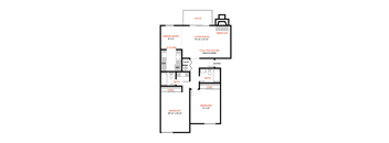a floor plan of a two bedroom apartment at The Lakes Apartments, Bellevue, WA