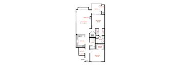 a floor plan of a bedroom apartment at The Lakes Apartments, Bellevue Washington