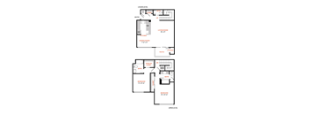 a floor plan of a two bedroom apartment at The Lakes Apartments, Bellevue, WA
