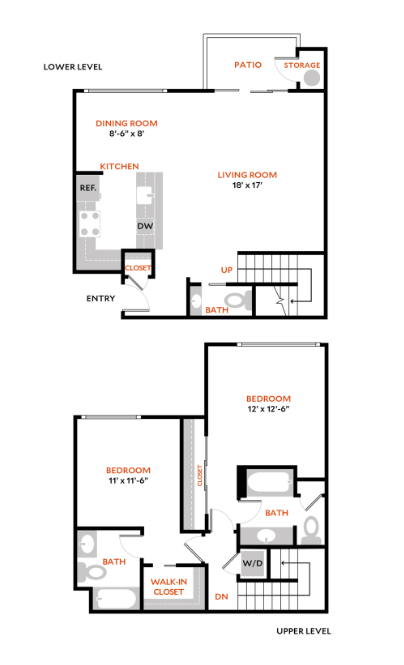 2 Bed 2 Bath Floor Plan | 1,281 Sq. Ft. 2 Bed 2 Bath Floor Plan | 1,281 Sq. Ft. at The Lakes Apartments, Bellevue, 98007