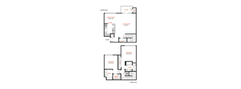 a floor plan of a two bedroom apartment at The Lakes Apartments, Bellevue, 98007