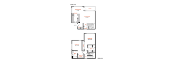 a floor plan of a two bedroom apartment at The Lakes Apartments, Bellevue, 98007