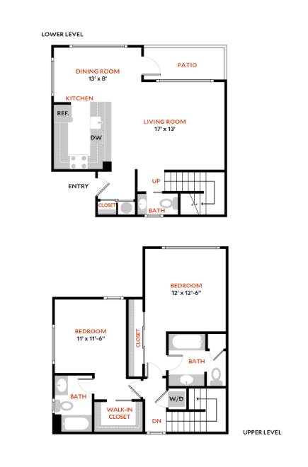 2 Bed 2 Bath Floor Plan | 1,251 Sq. Ft. 2 Bed 2 Bath Floor Plan | 1,251 Sq. Ft. at The Lakes Apartments, Bellevue, 98007