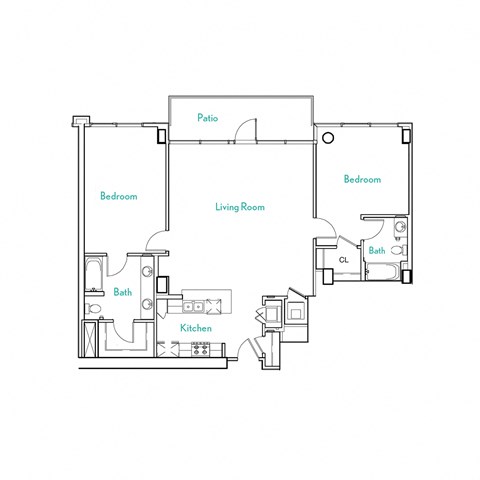 2 Bed 2 Bath Floor Plan | 1,317-1,367 Sq. Ft.  at Vue, California